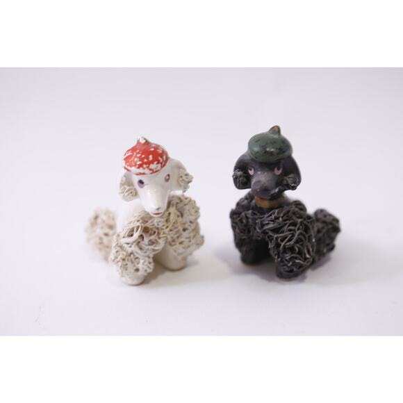 Spaghetti Poodle, Figurine, Lot, Ceramic, Small, White, Black, ~ 250827-WH 561 - Picture 1 of 3